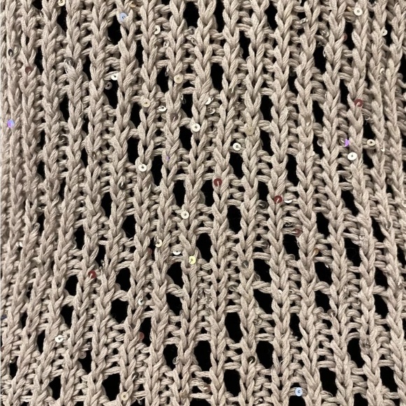 Eileen Fisher womens crochet open knit sequin sleeveless sweater XS gray cotton - Picture 9 of 9